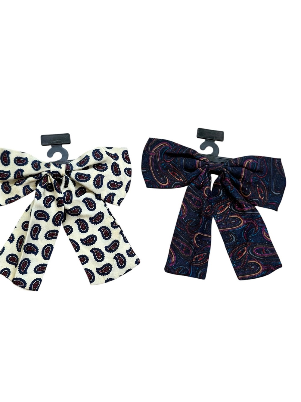 VTG 80/90s ribbon brooch Bow Set Of 2 Paisley Preppy NEW Pin Cloth Medallion